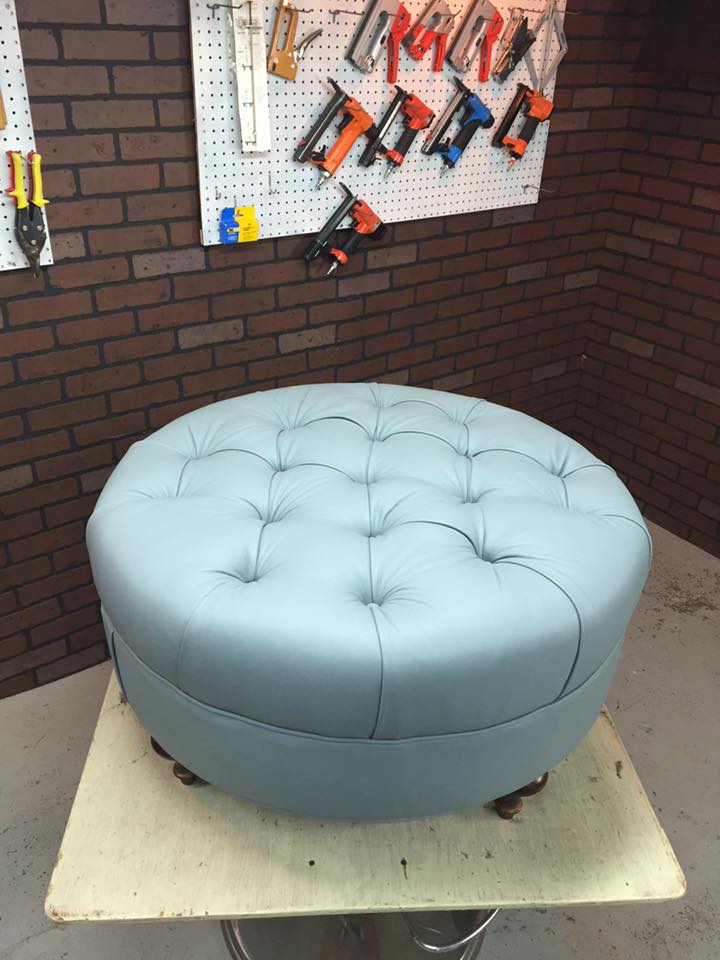 Learn to upholster a Round Tufted Leather Ottoman