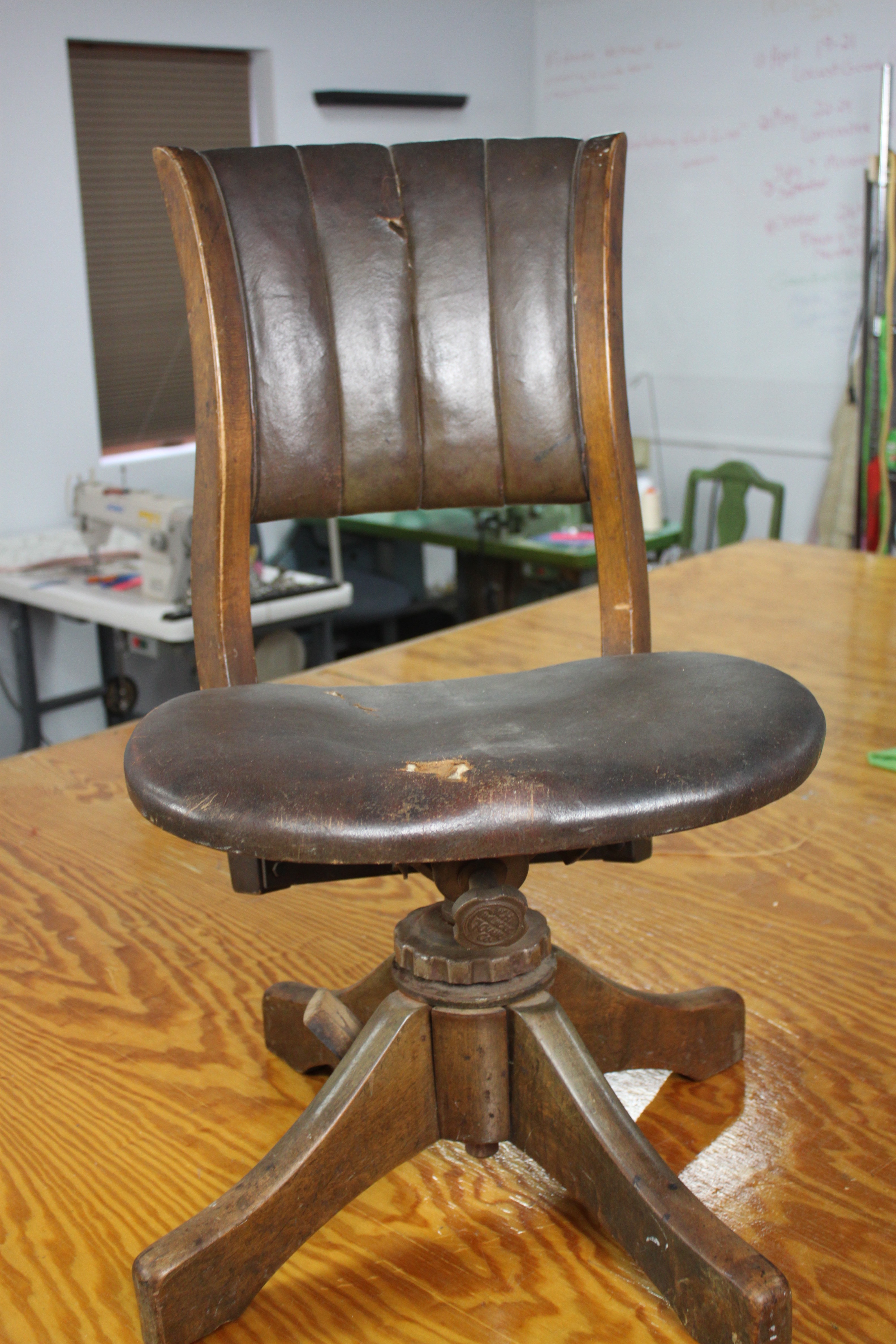 Reupholster an antique office chair 1