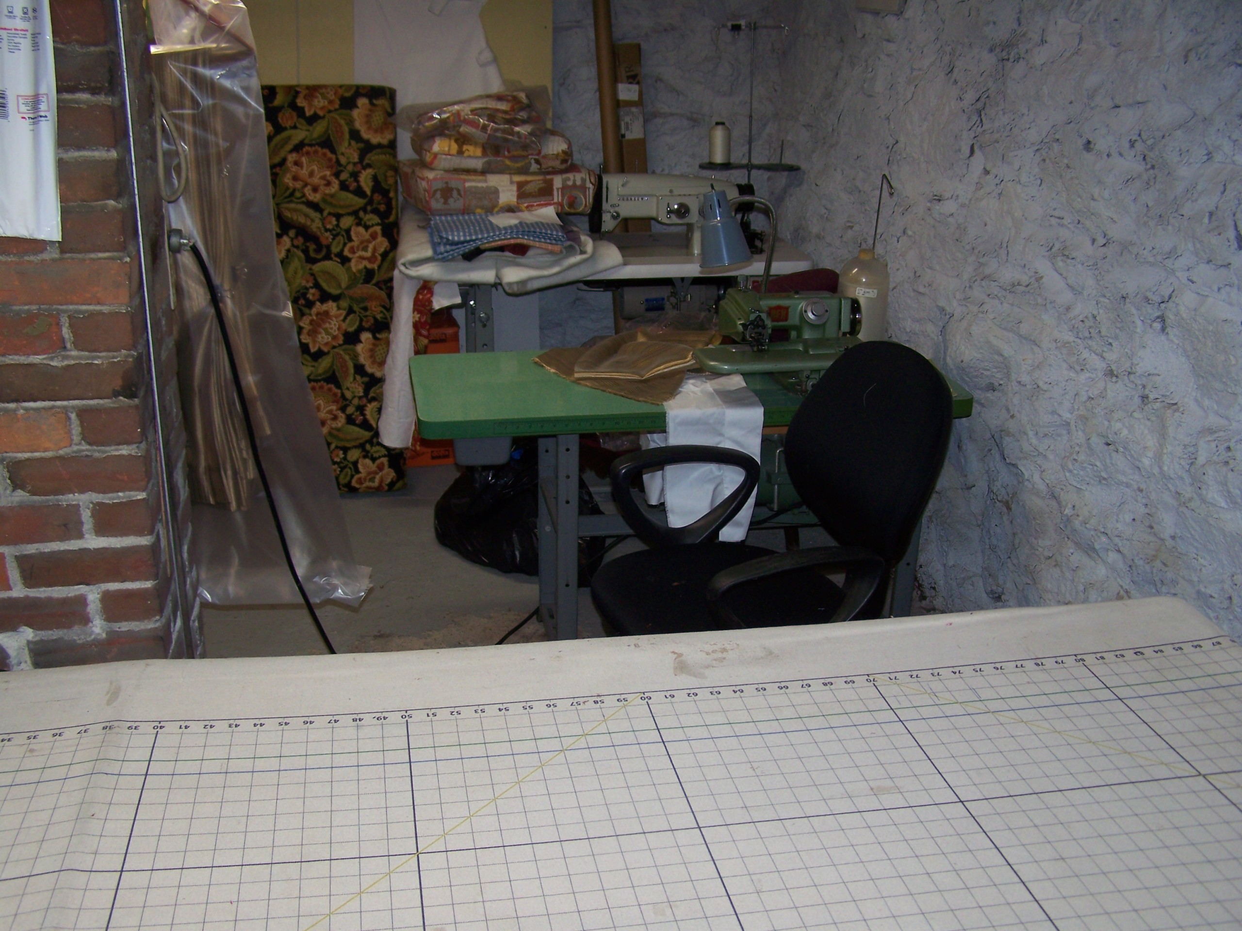 Sewing machines in basement