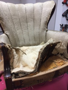 Channel back chair before re upholstery