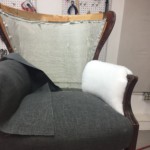 Channel Back Chair Arms padded and fabric upholstered