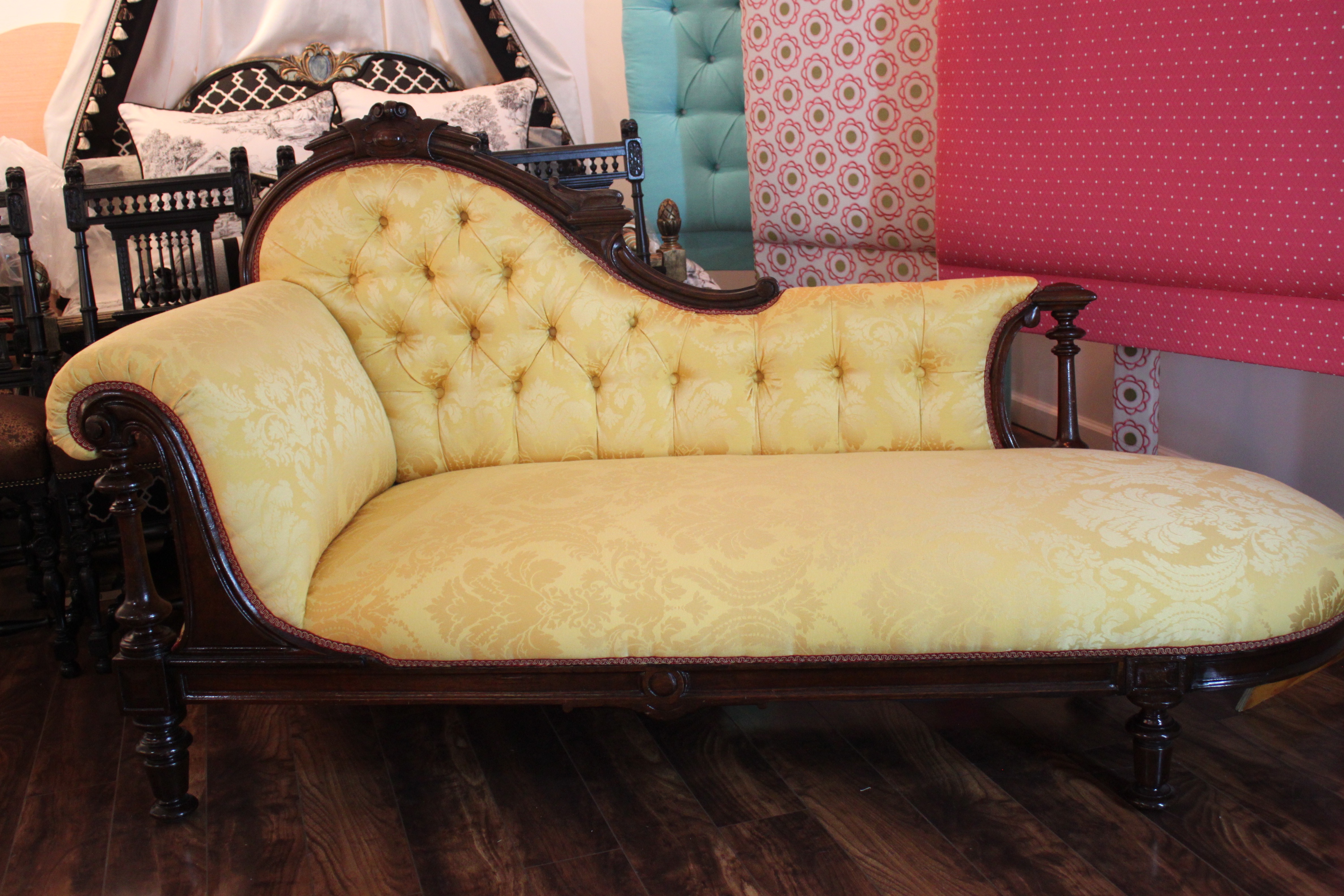 Antique Upholstered Chaise By Kim's Upholstery