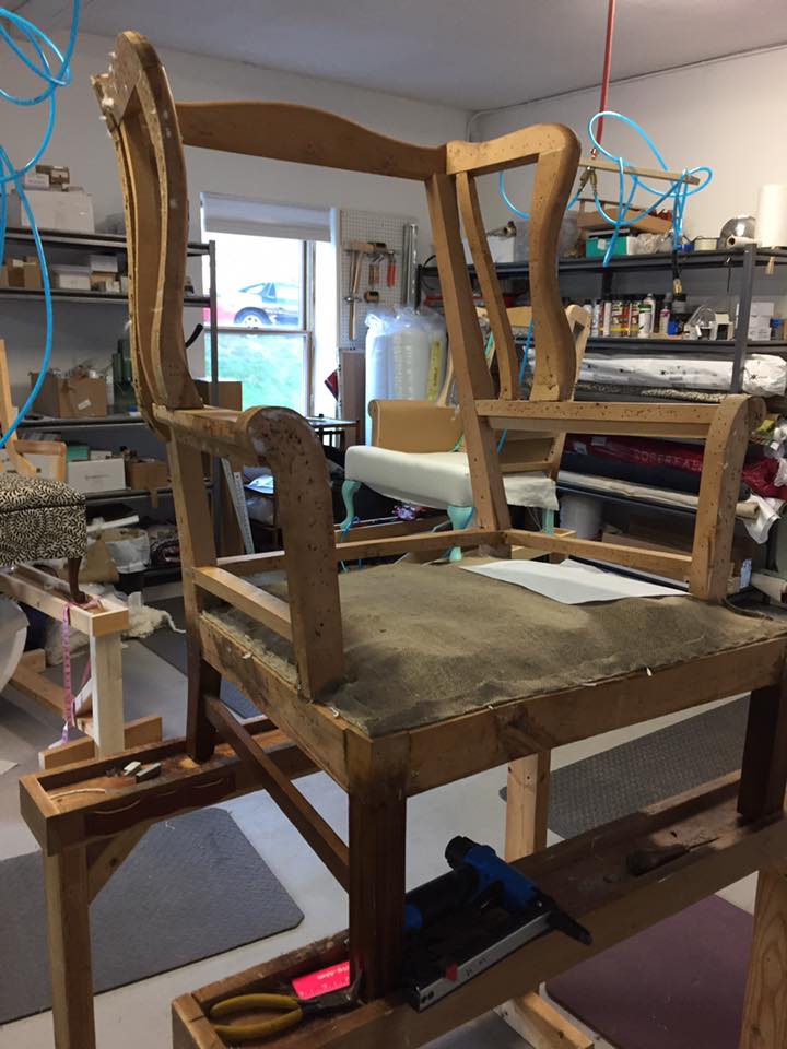 An older well made wingchair frame for How to upholster project