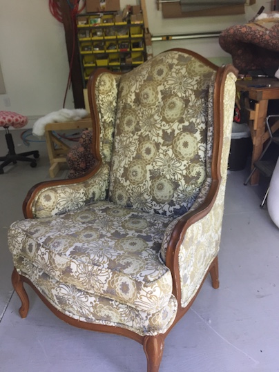 Wingback chair makeover before
