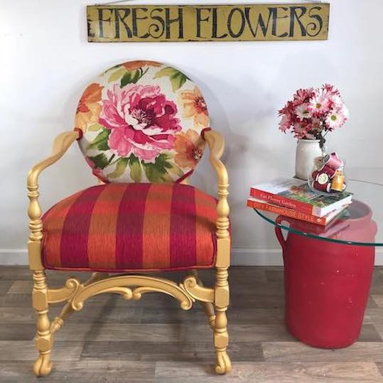 Cobani Bleu Chair Buffalo Plaid and Floral