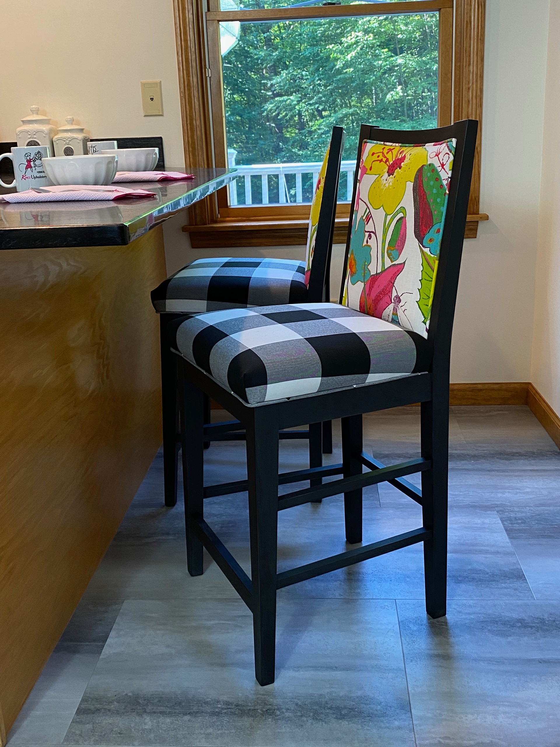 completed upholstery of dining room chair
