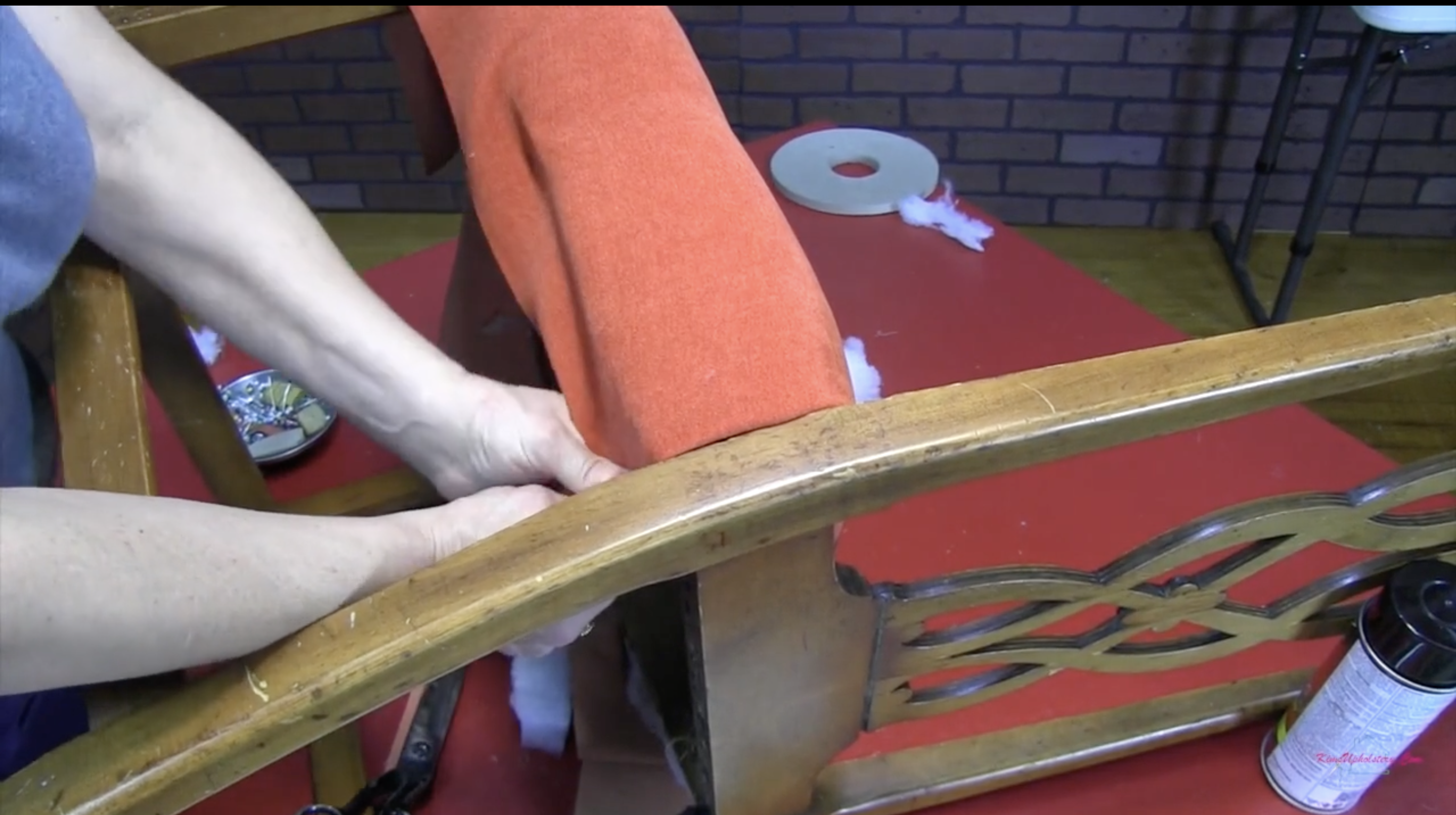 attaching fabric to chair frame of non removable seat