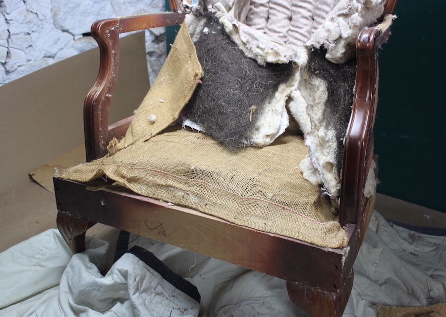 Teardown process for preparing to reupholster furniture