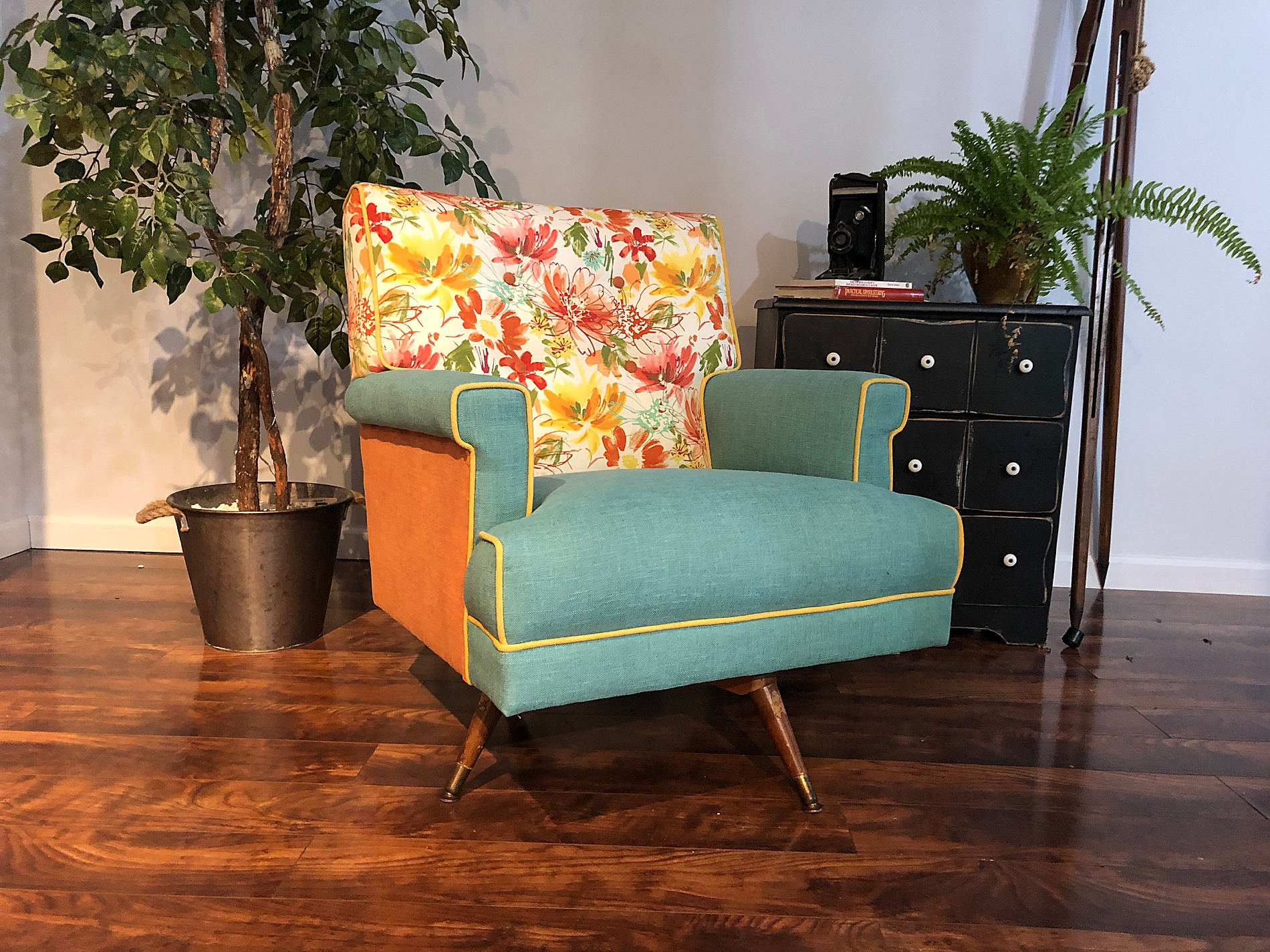 Adding fabric and decorative details to make furniture your own