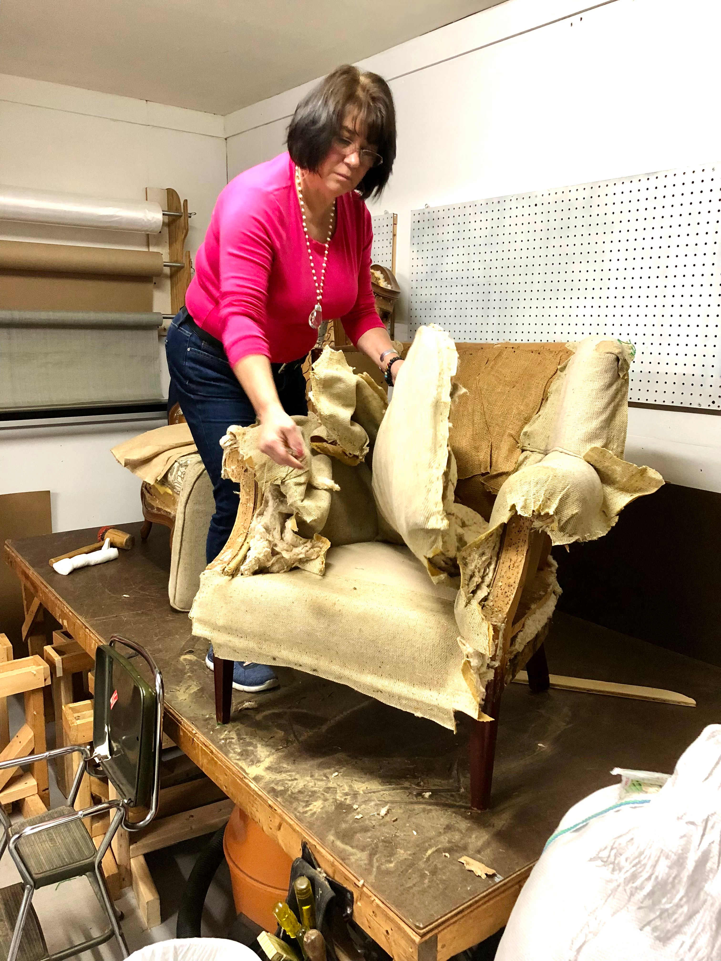 preparing for reupholstery with teardown