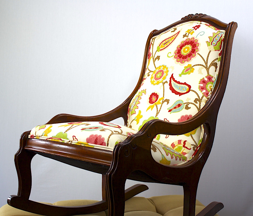 reupholstered Rocking Chair | a Beginner Level Upholstery Project