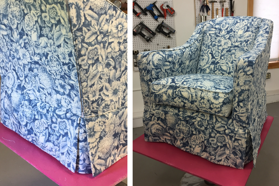 Slipcover DIY Blue floral Back Zipper